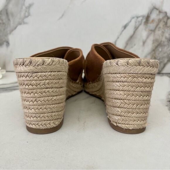 SPLENDID Britt Square Toe Cross Strap Espadrille Wedge in Brown Suede Size 10 - Picture 10 of 14